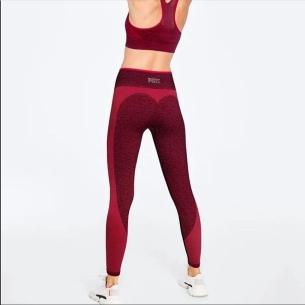 VS Pink Seamless Red Workout Leggings
